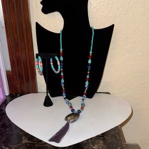 Colorful Beaded Necklace and Bracelet Set